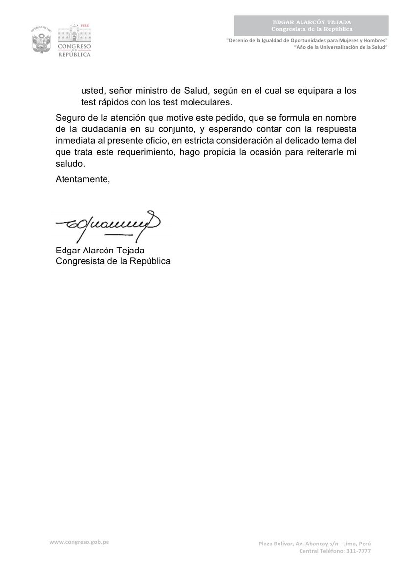 EdgarAlarconT's tweet image. ¿Por qué al hacer compra millonaria de pruebas rápidas que generan falsos negativos de #COVIDー19, Gbno. no solicitó las certificaciones correspondientes? 
Expresamos nuestra preocupación sobre pruebas que llegarían mañana a Perú y formulamos pedido de información al @Minsa_Peru.
