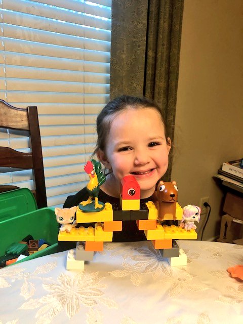 ECSE_pfe's tweet photo. Our @HumbleISD_PREK @HumbleISD_TE working hard at home building a bridge for her animals to cross. #Prek_POGPlay https://t.co/QrXKLKoEPt