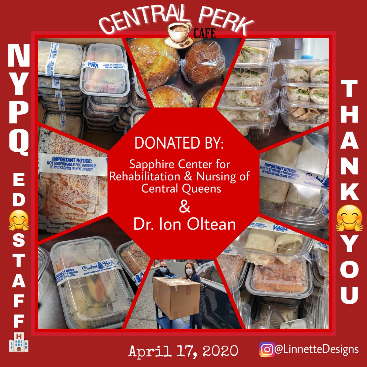 @NYPQueens Center for Rehabilitation &amp; Nursing of Central Queen and Dr. Ion Oltean for their generous donation to our Emergency Department Staff #DrOltean #SapphireRehabilitationQueens #Thankyou  #NYPQueens #LorraineVargas #Uber#EmergencyMedicine #CentralPerkCafe