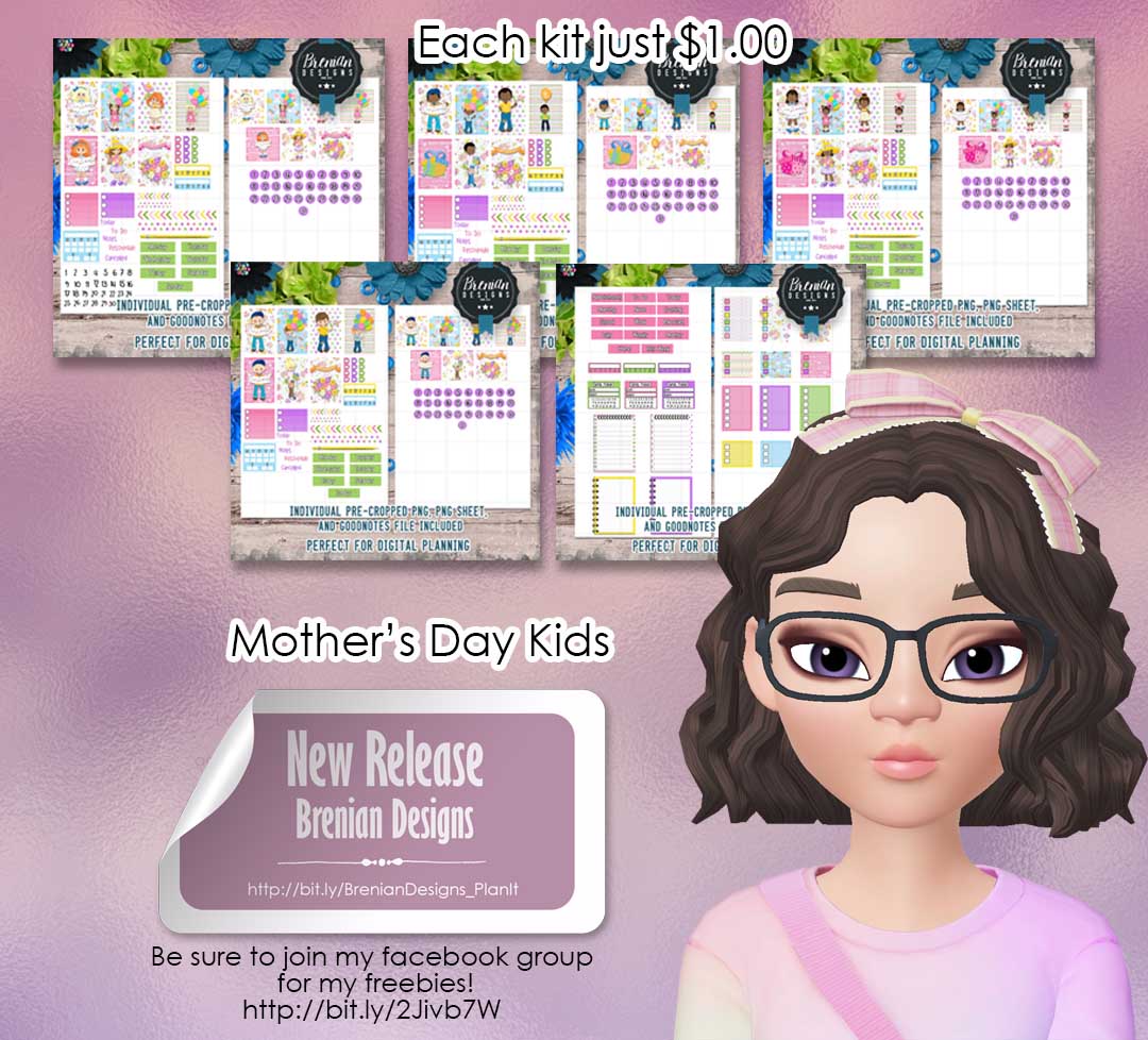 Brand NEW in store....Mother's Day Kids. Each mini kit will be just $1.00. Plan with cuteness!
bit.ly/BrenianDesigns…
#planneraddict #plannernerd #dailyplanner #plannercommunity #breniandesigns #hoboweeks #hobonichi2019 #hobonichiweeks #paperpartysuppiles #paper #stickers