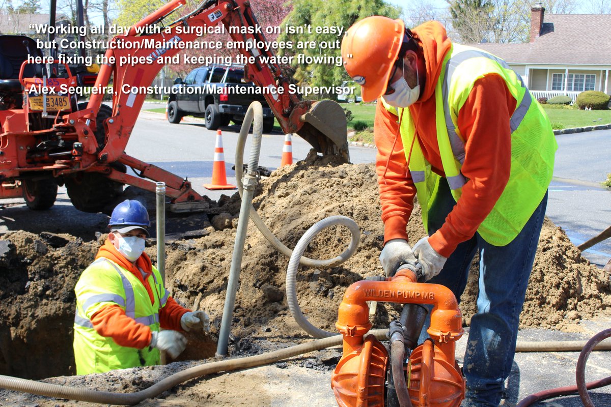 SuffolkWater's tweet photo. Even in the current tough circumstances, #SCWA employees such as Andrew Moores, left, and Tim Maxwell, right, are in trenches every day performing duties such as repairing water mains to keep water flowing to customers. https://t.co/WvNphWvmzB