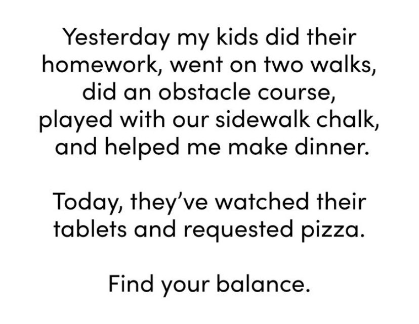 Stole this from someone on Insta. A message to us all. Balance. Happy weekend. Hope you Find your balance.