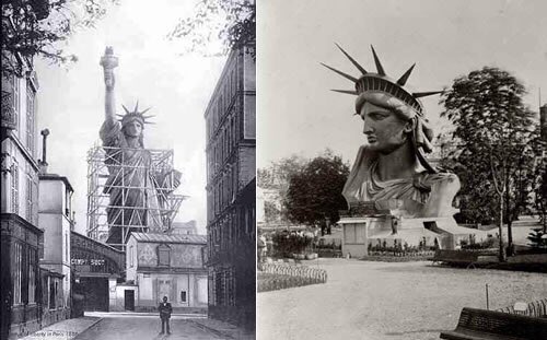 #18: Statue of Liberty Lady Liberty was originally designed to celebrate the end of slavery. It had finished being built in Paris in 1884. The original sketch of the Statue of Liberty had the torch in her right hand & shackles in her left but we know why that design was changed