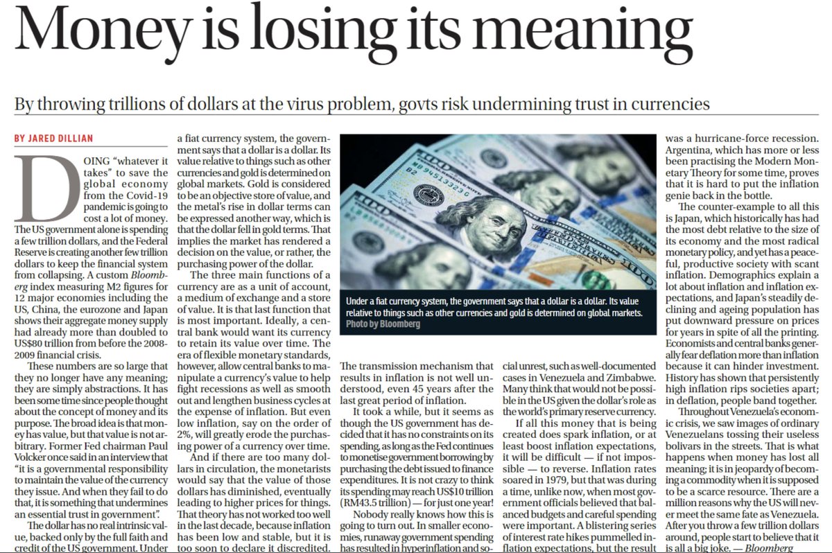 Xentagz's tweet image. Money is losing its meaning - Bloomberg