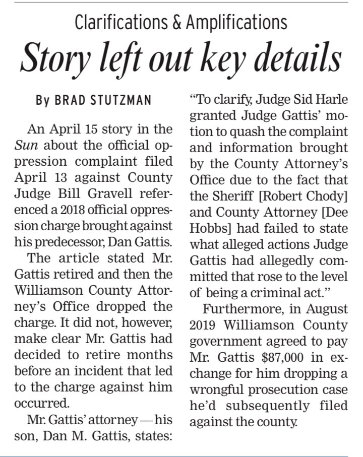 46307X's tweet photo. Here’s the rest of the Dan Gattis story...another ill-advised act by our sheriff that exposed our county to a lawsuit.  #MikeGleason2020 https://t.co/RpPPrude8X