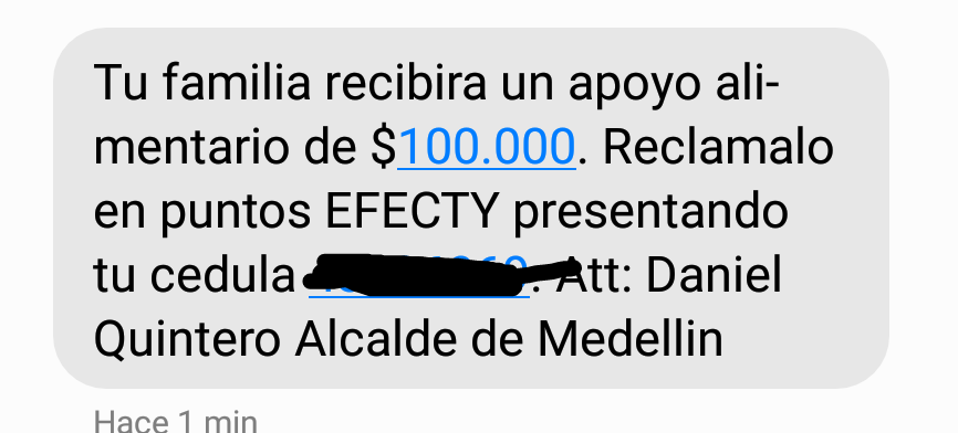 AnaMariaVanega6's tweet photo. @QuinteroCalle @AlcaldiadeMed  me acabada de llegar este mensaje de texto, es cierto? https://t.co/Y3yPl4rs8r