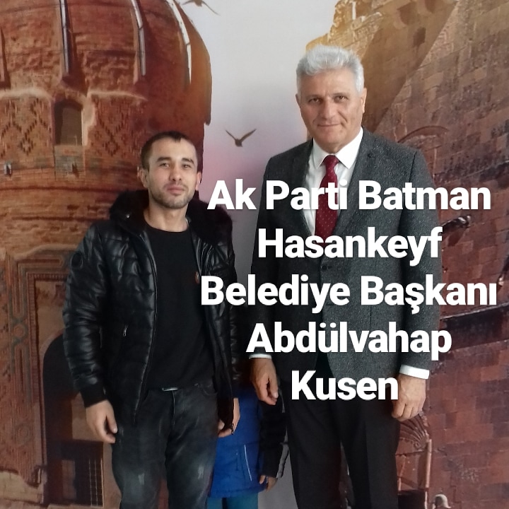Ak Parti Batman Hasankeyf Belediye Başkanı Abdülvahap Kusen'i İstanbul Yenikapı'da Ağırladık . Kendisinin Şahsıma Gösterdiği İlgi ve Alakasından Dolayı Kendisine Teşekkür Ediyorum . Allah Kendisinden Razı Olsun .