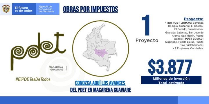 RenovacionCo's tweet photo. ¿Cómo avanza la implementación de los Programas de Desarrollo con Enfoque Territorial, las #ObrasPorImpuestos, las #ObrasPDET y los proyectos productivos en la subregión Macarena Guaviare? Aquí se lo contamos. #PDETMacarenaGuaviare #ElPDETesDeTodos #PDET https://t.co/NxvIJS8hA7
