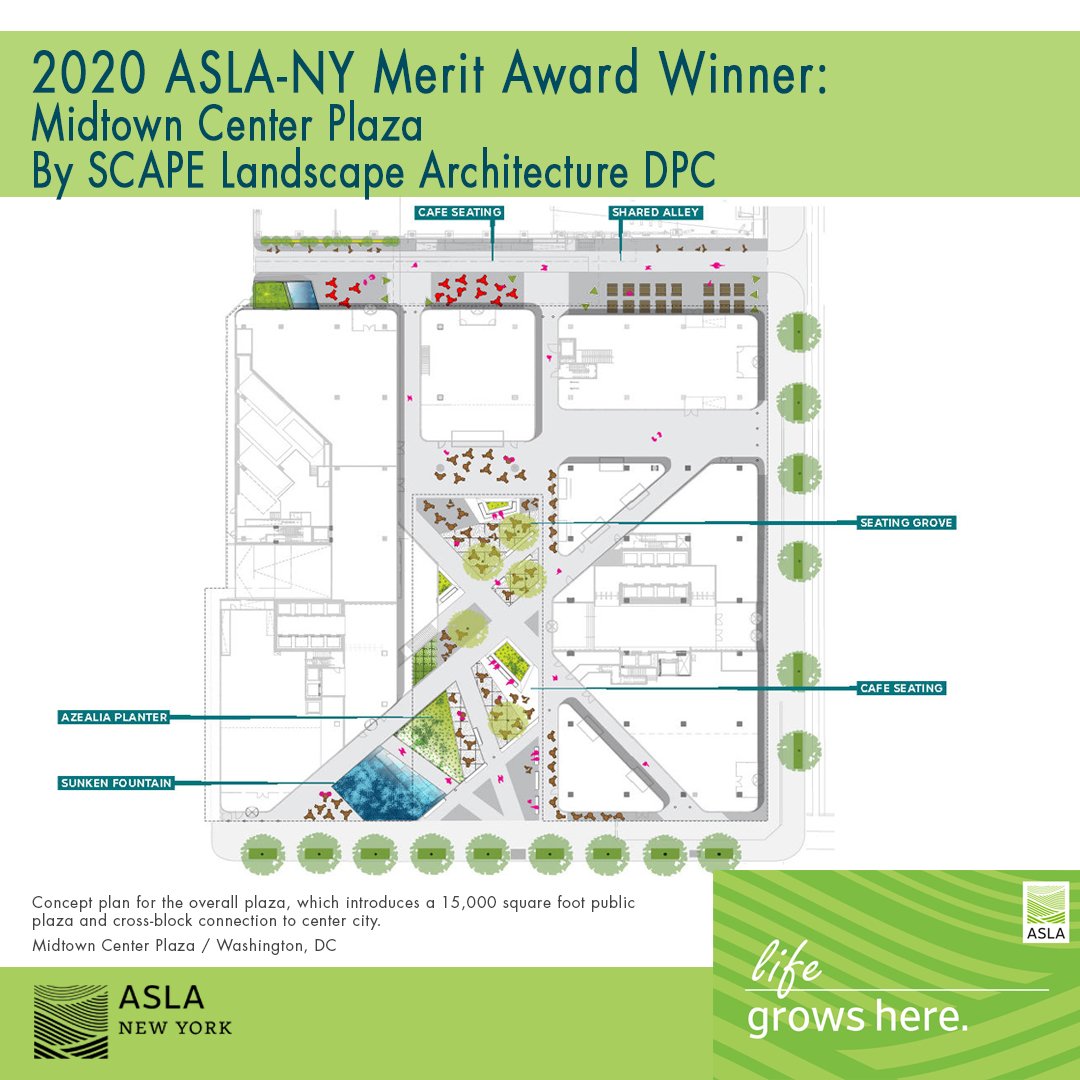 ASLA_NY's tweet photo. 2020 ASLA-NY Merit Award Winner
Midtown Center Plaza, SCAPE Landscape Architecture DPC
Location: Washington, DC

#WLAM2020 #LifeGrowsHere #nyc #landarch #aslanyc #awards #design @NationalASLA @scape_studio https://t.co/YJiNxH15oD