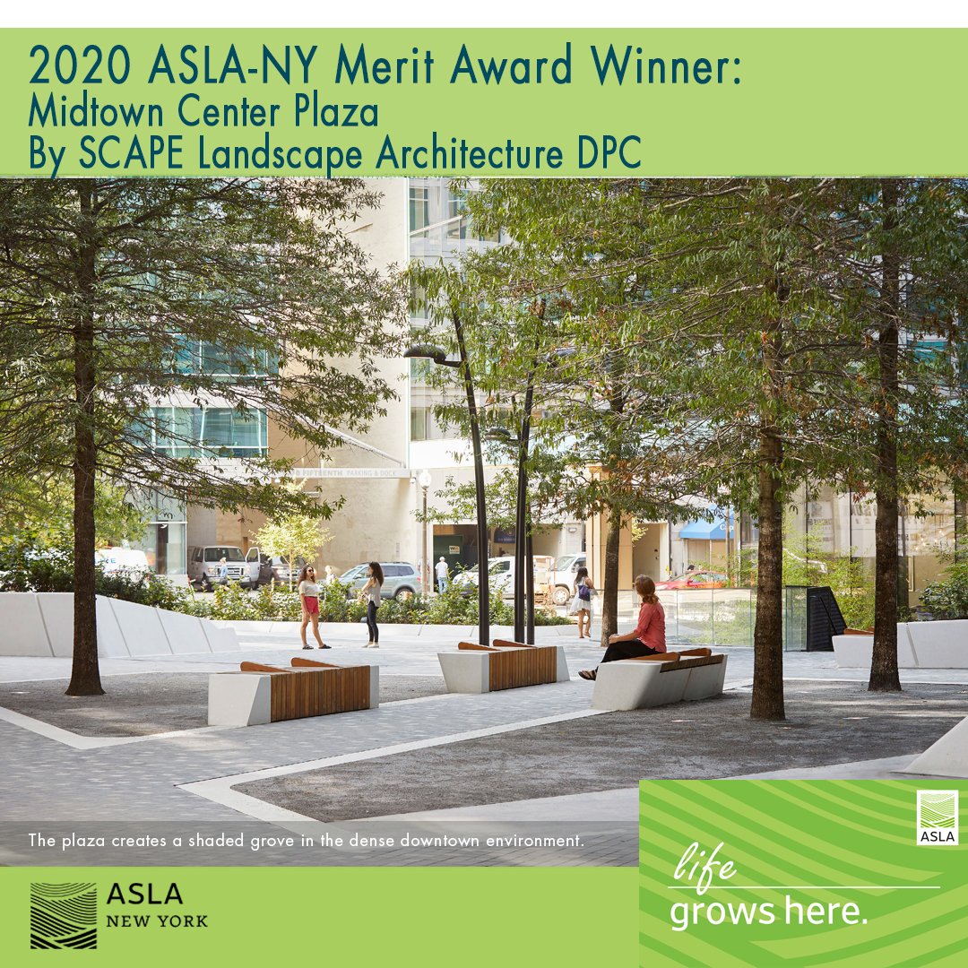 ASLA_NY's tweet photo. 2020 ASLA-NY Merit Award Winner
Midtown Center Plaza, SCAPE Landscape Architecture DPC
Location: Washington, DC

#WLAM2020 #LifeGrowsHere #nyc #landarch #aslanyc #awards #design @NationalASLA @scape_studio https://t.co/YJiNxH15oD