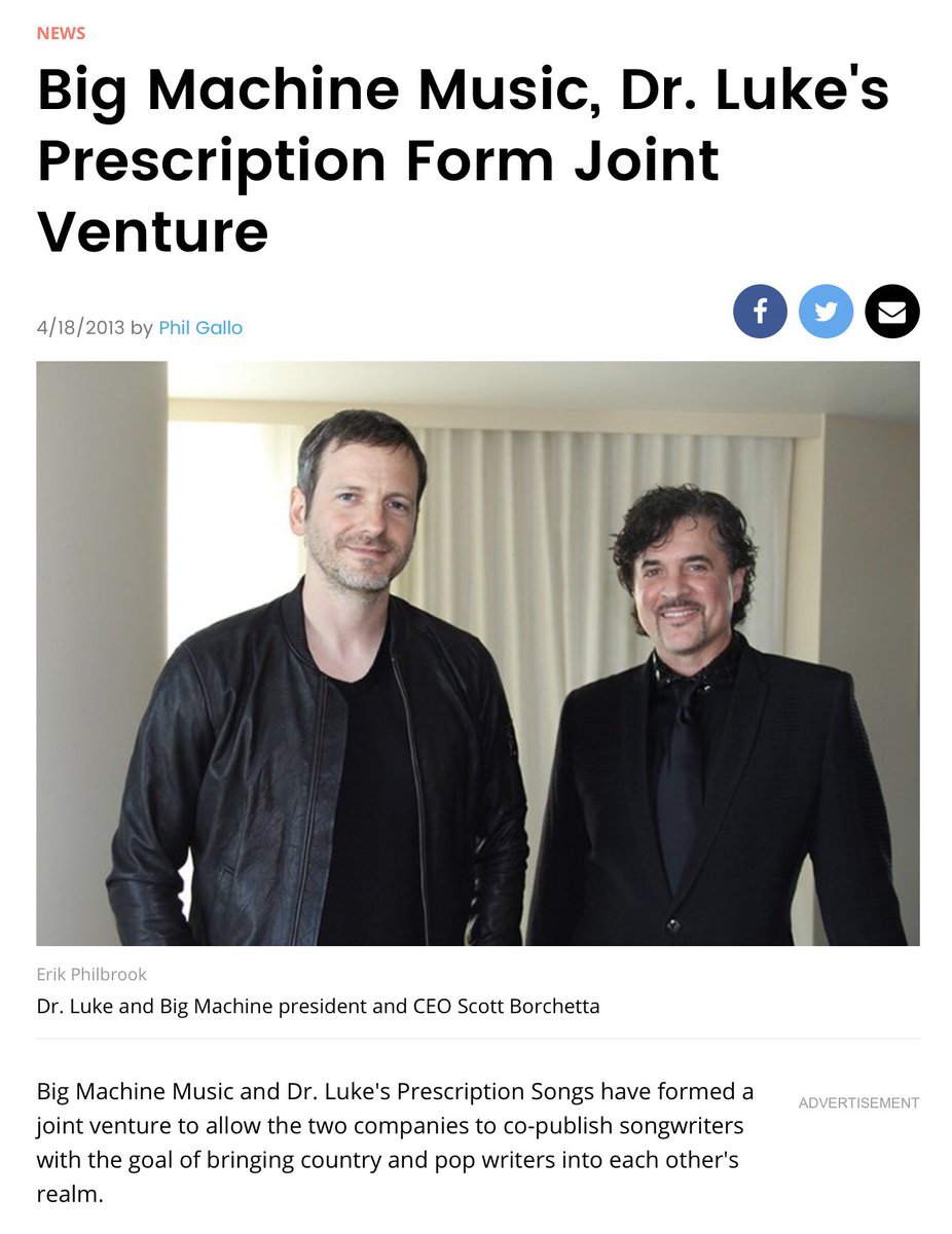 Scooter is also good friends with Dr. Luke ( https://twitter.com/burbankbeach/status/1099147276650459136?s=21)His recent purchase of Big Machine Records included a joint venture with Luke, and had also recruited him for the Charlie’s Angels soundtrack. Both events happened in 2019.  https://twitter.com/burbankbeach/status/1099147276650459136