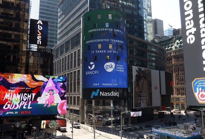 GSKUS's tweet photo. Unprecedented times require unprecedented teamwork. That’s why we’re working with @Sanofi on a #vaccine to beat #COVID19. #InItTogether #coronavirus https://t.co/FNHNbk5kwO
