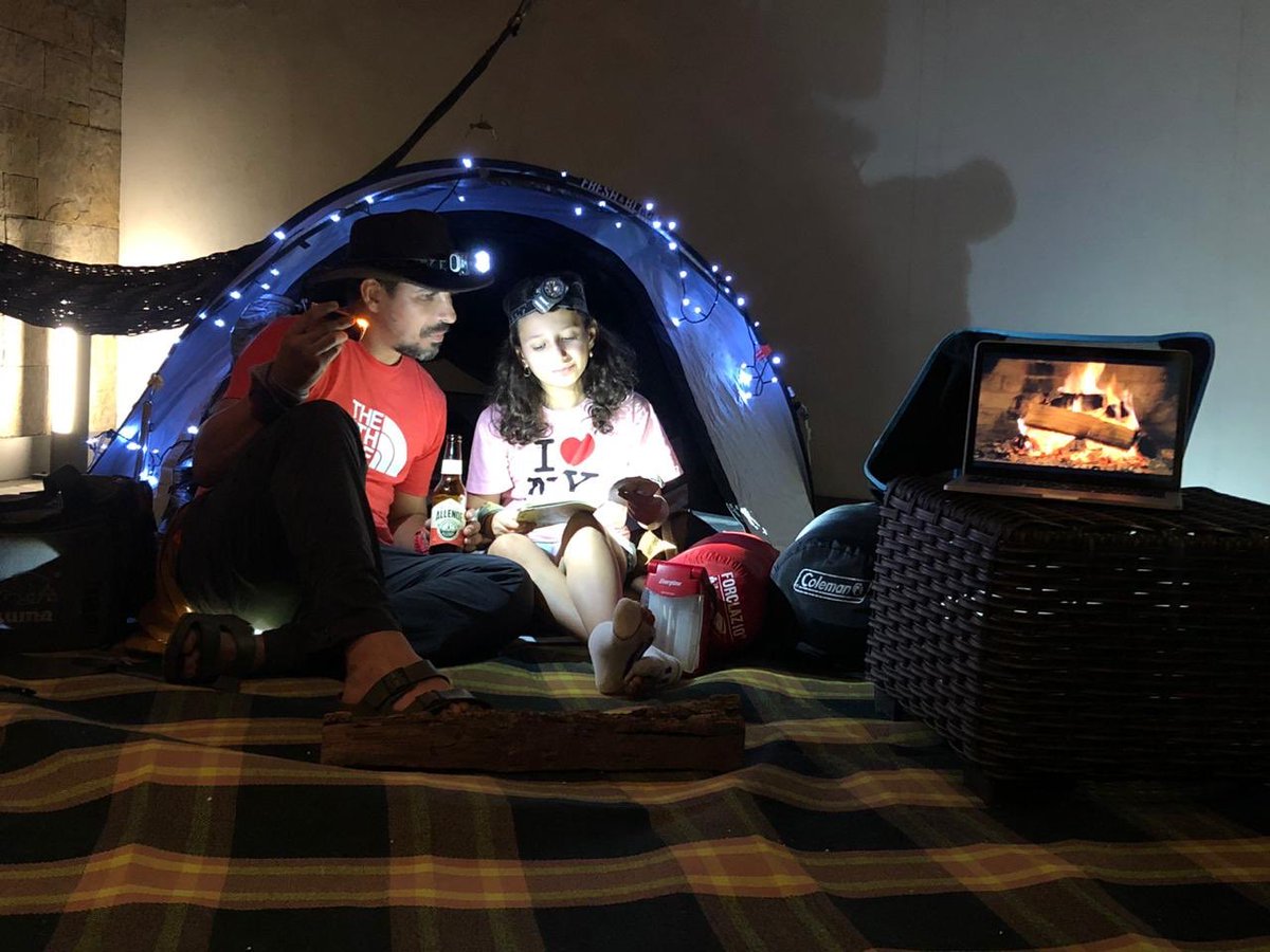 CandleTwelve's tweet photo. You can’t keep a camper from camping. #SocialDistancing #campinginside #OutdoorsIndoors #chingatumadrecovid https://t.co/u66ESk7KQs