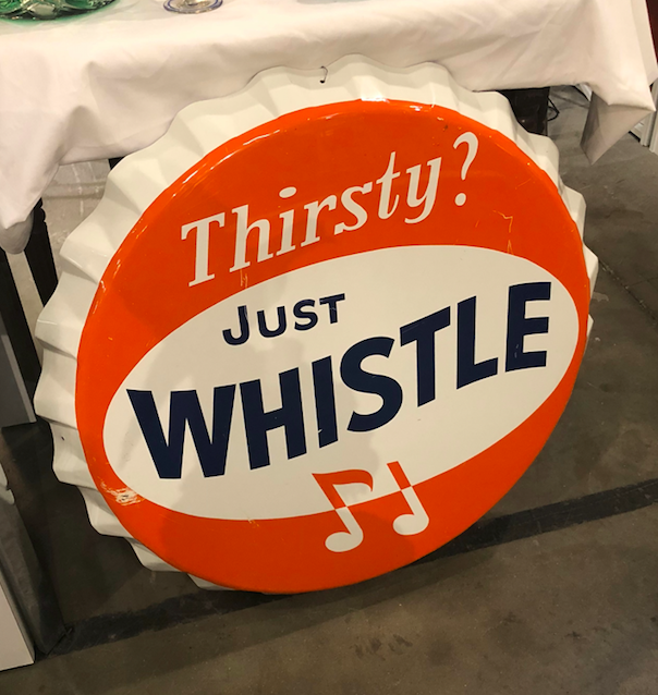 Nifty Thirsty Just Whistle bottle cap metal sign! Available at GasLamp Too, T380 for $160. Call us for more info and to purchase. 615.292.2250 / GasLampAntiques.com

#gaslampantiques #gaslamptoo #antiques #sigage #calltopurchase