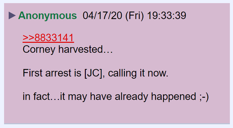 46) This anon thinks James Comey will be the first person indicted.