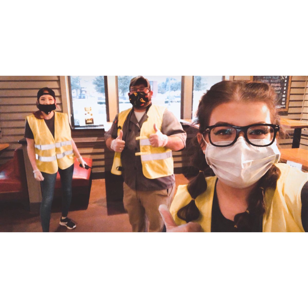 KenzieKercheval's tweet photo. Masks, gloves, AND social distancing? We’re the dream team 💁🏻‍♀️🌶❤️ @Mike_Brown51 @ScoutChitavong https://t.co/GqeSc84VxV
