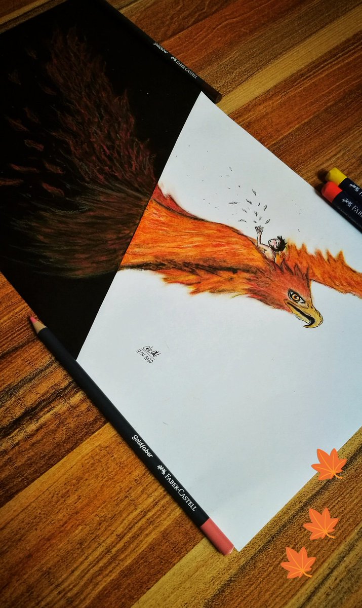 aleav_art's tweet photo. #avesmitologicas 

El ave fénix, muere por la noche y renace por la mañana.

#dibujo #sketchbook #drawing #yomequedoencasa #reto16 #fabercastell https://t.co/fkmODwVtsI