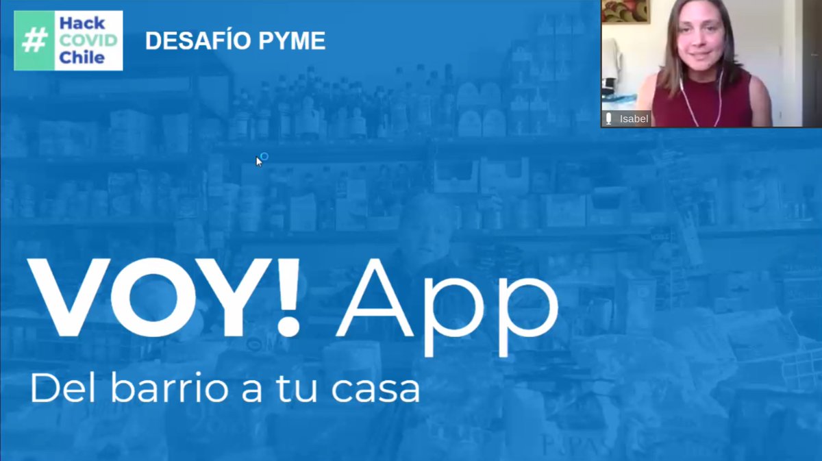 ¡Felicidades a #Voyapp, idea que alcanzó el 1er lugar categoría PYME de #HackCovidChile! Voyapp busca fomentar el comercio de barrio, mediante el despacho a la casa con el apoyo de MiPYMES sobre ruedas que han visto reducida su actividad por el #COVID19chile.
