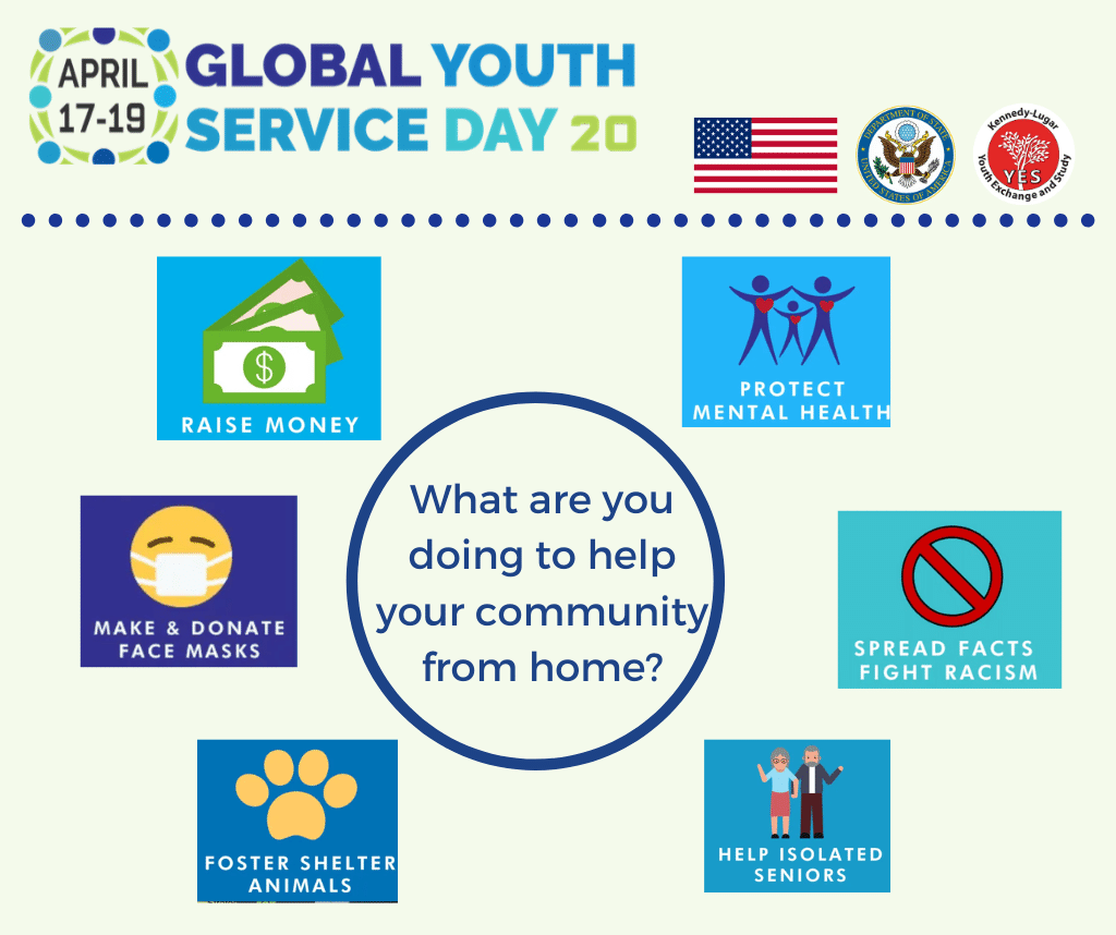 iEARNUSA's tweet photo. Global Youth Service Day started today, April 17, and ends Sunday, April 19! How are you helping your community from home? Check out https://t.co/EBjqQhOuPp for more ideas on how to volunteer remotely. #iearnusa wants to know: what are your #GYSD2020 project ideas? 
@YouthService https://t.co/WEqHTke1P6