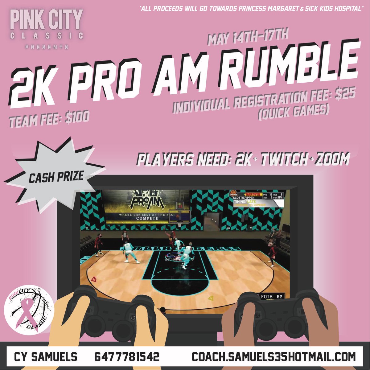 CySamuels's tweet image. Register and be a part of the first Pink City Classic 5 vs 5 2k PRO AM tournament. 5 teams already registered and looking for more‼️All proceeds will go towards Princess Margaret &amp;amp; Sick Kids hospitals. Also Hosting INDIVIDUAL QUICK games as well for single players😌🙏🏾🎮