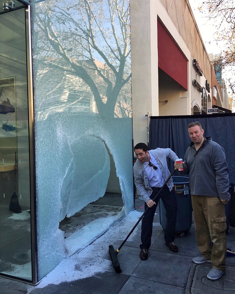 GreenroomsBuild's tweet photo. As the weekend approaches, be thankful you didn’t have a car drive into your storefront. Happy Friday! 🚘 🧹 #cannabisconstruction #generalcontractor #accident #tgif https://t.co/CfnpM56JXx