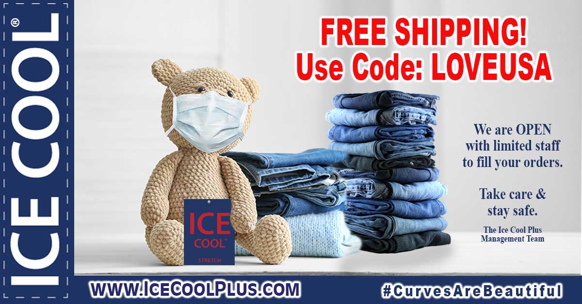 IceCoolPlus's tweet photo. Get FREE SHIPPING with Code LOVEUSA ! We know that this is a difficult time. We would like to assure you that we are working with our team to stay safe & protected & at the same time support our customers. #WeAreOPEN ! https://t.co/KbFMV7wUu6 #PlusSizeDenim https://t.co/AiTqis8eNn