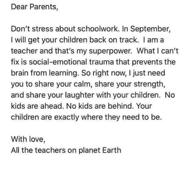 <a href="/FranklinPSNews/">Franklin Public Schools, MA</a> This is so important. Make family memories and have kids look back on this time as a gift.