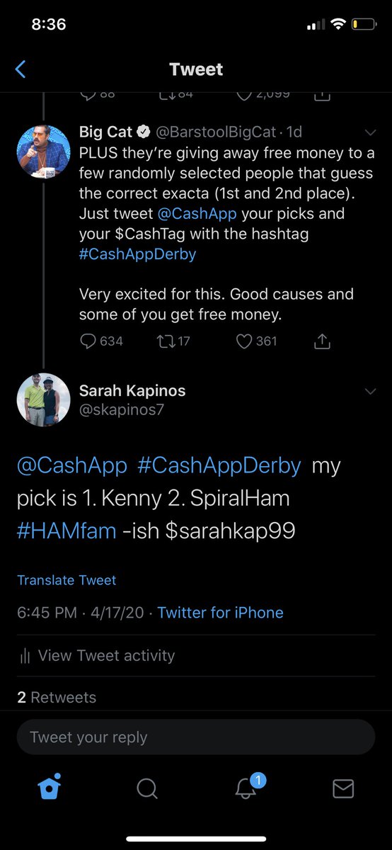 skapinos7's tweet photo. @BarstoolBigCat help a girl out @CashApp #CashAppDerby https://t.co/ztirbmZSNo
