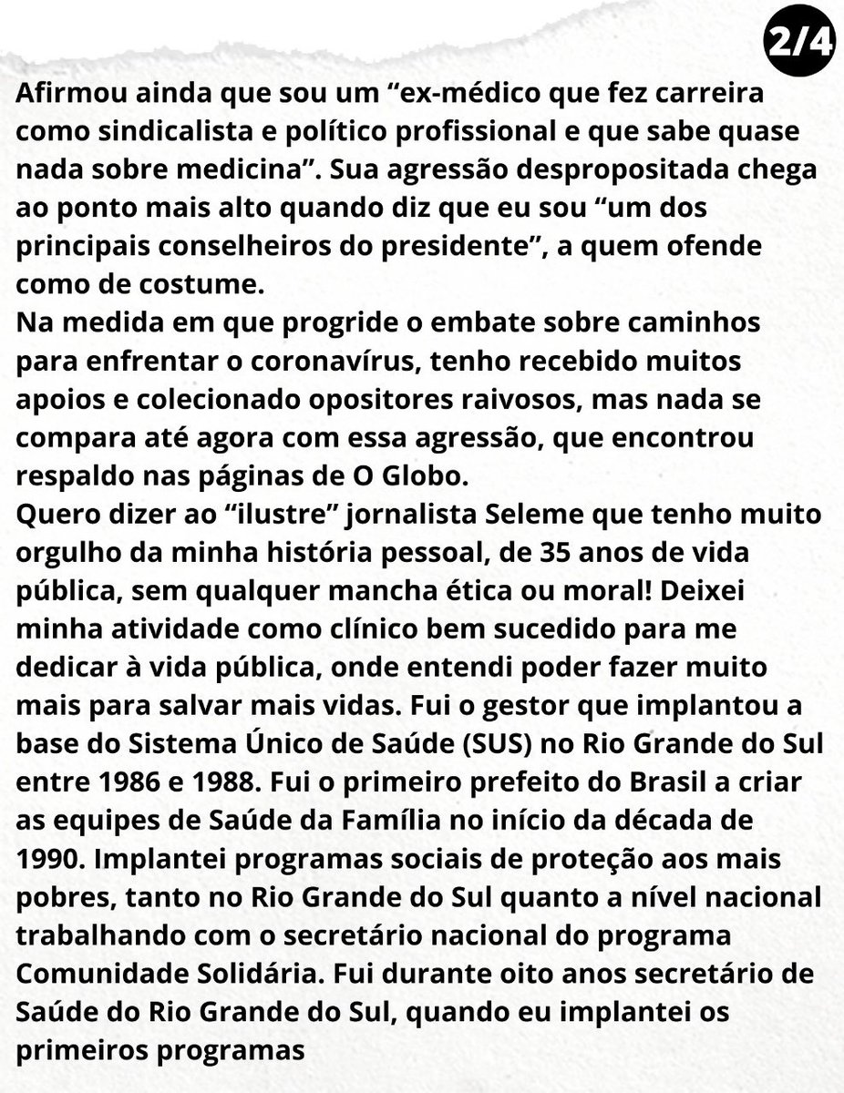 OsmarTerra's tweet photo. A minha resposta ao jornalista Ascânio Seleme que o jornal O GLOBO se recusou a publicar em formato de artigo , não dando o devido direito de resposta. Em quatro partes https://t.co/TKuvo3BBrO