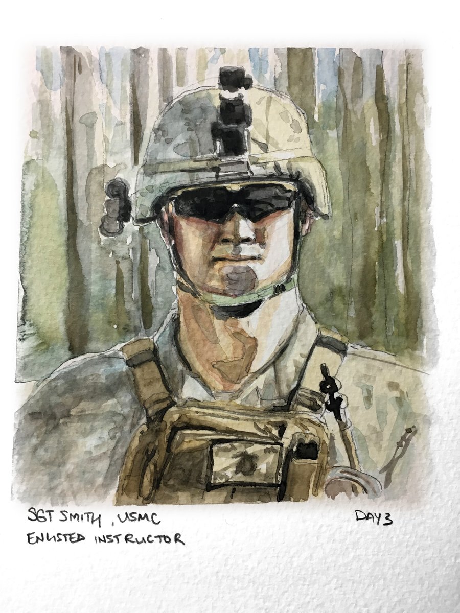 Day 3: Watercolor Portrait Challenge

Sgt D. Smith is a warfighting instructor at The Basic School and is one of the highly recognized performers here.  This quick sketch doesn't do him justice (I regret to say).