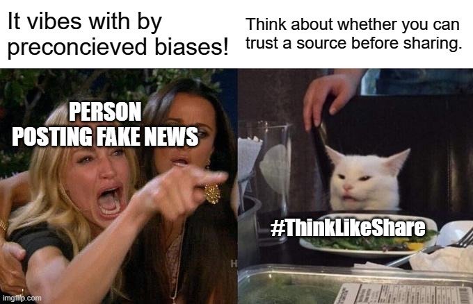 timgibson's tweet image. Mason public relations students have started a campaign asking everyone to think before liking or sharing news headlines--especially if it vibes all too well with your own biases. #ThinkLikeShare