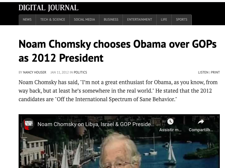 For the rank propagandists pretending that Noam Chomsky said something unusual, unexpected, different or out of character for him today (he's been saying the same thing about this question for decades):