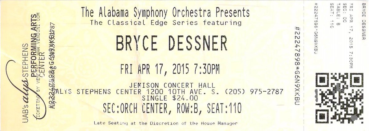 Five years ago today I saw Bryce Dessner &  @GyanRiley with  @ALSymphony. That show was super sick.