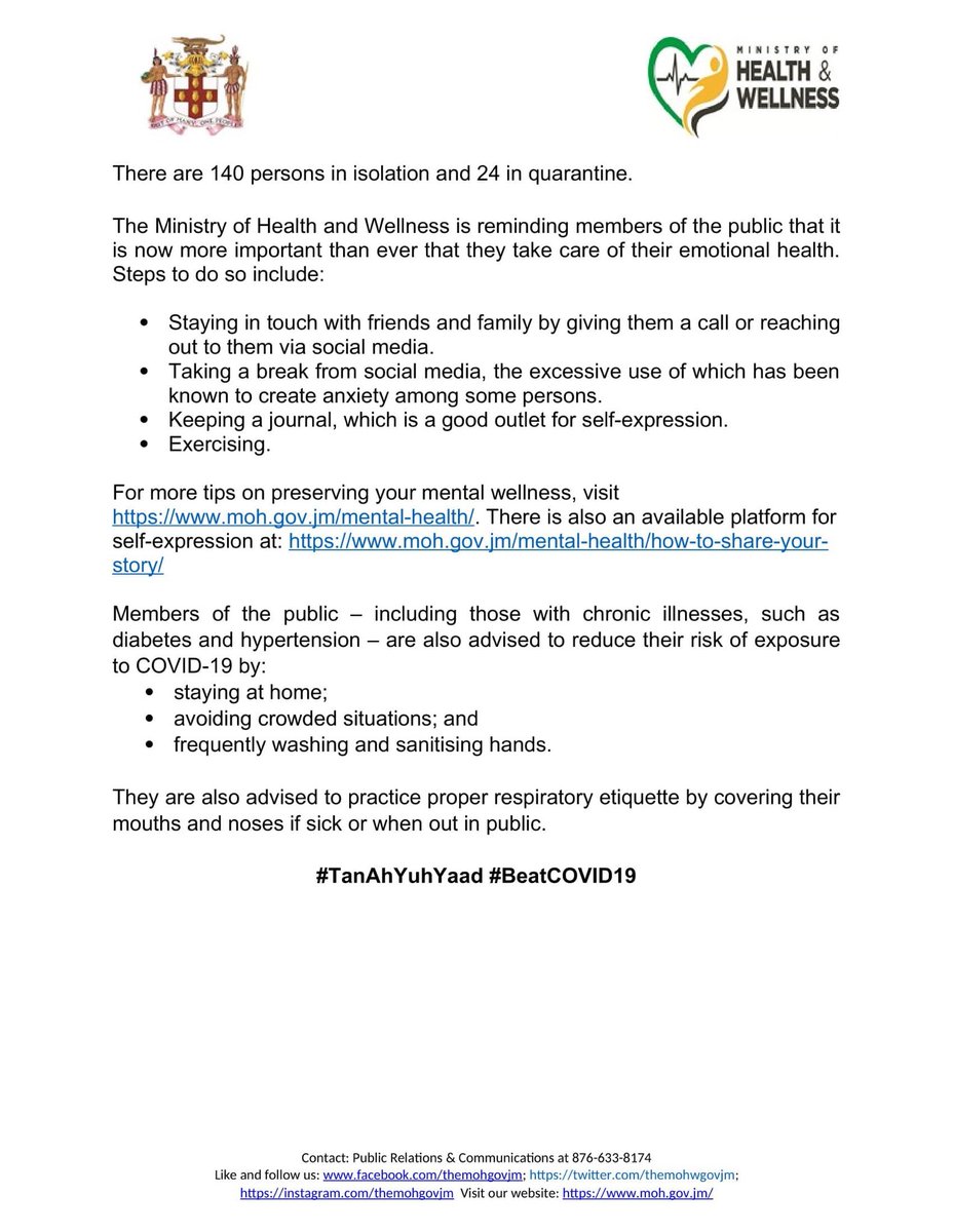 christufton's tweet photo. There are now 163 confirmed cases of COVID-19 in Jamaica. 

See details 👇🏾
#Covid19Jamaica #JaCovid19 https://t.co/48INAVbYf7