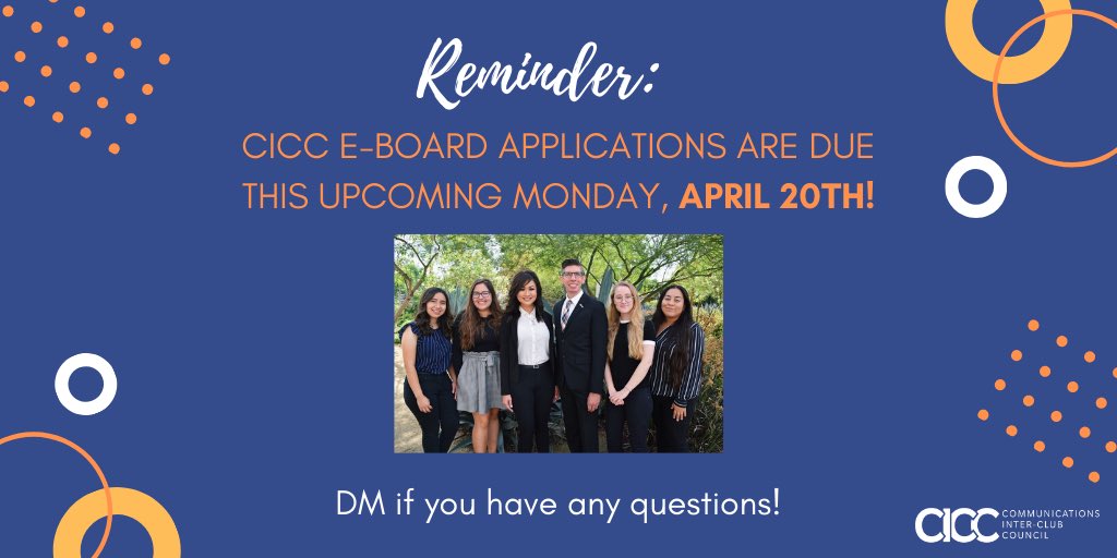 CSUFCICC's tweet image. CICC Executive Board applications for the 2020-21 academic year are due this Monday, April 20th! Link is in bio to apply. DM if you have any questions! #csufcicc #commcsuf #ciccyouathome