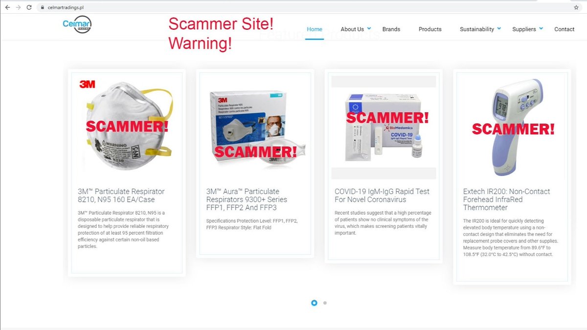 mitchwuz's tweet image. Scam site alert! CelmarTradings.pl offering deals on #coronavirus #COVID19 #3mmask #testkits Beware! It's a SCAM
