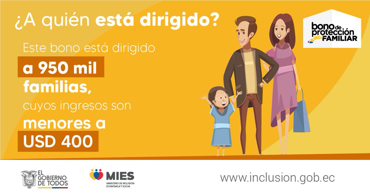Educacion_Ec's tweet photo. #EcuadorSolidario | #BonoProtecciónFamiliar está dirigido a las familias cuyos ingresos son menores a USD 400. Recuerda 
#AEcuadorLoSacamosTodos trabajando de la mano por reactivar a nuestro país. https://t.co/Uk85NrigrQ