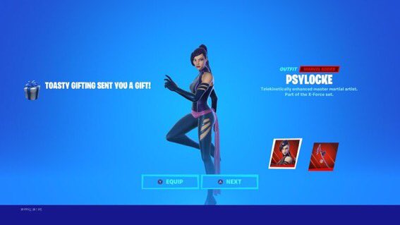 switch_dayz's tweet photo. I wanna thank Toasty for letting me get the Psylocke skin, check out @JustToasty_’s gifting prices if you ever have time. #ToastyLegit #ToastyLegitt https://t.co/zd1DLaV21R