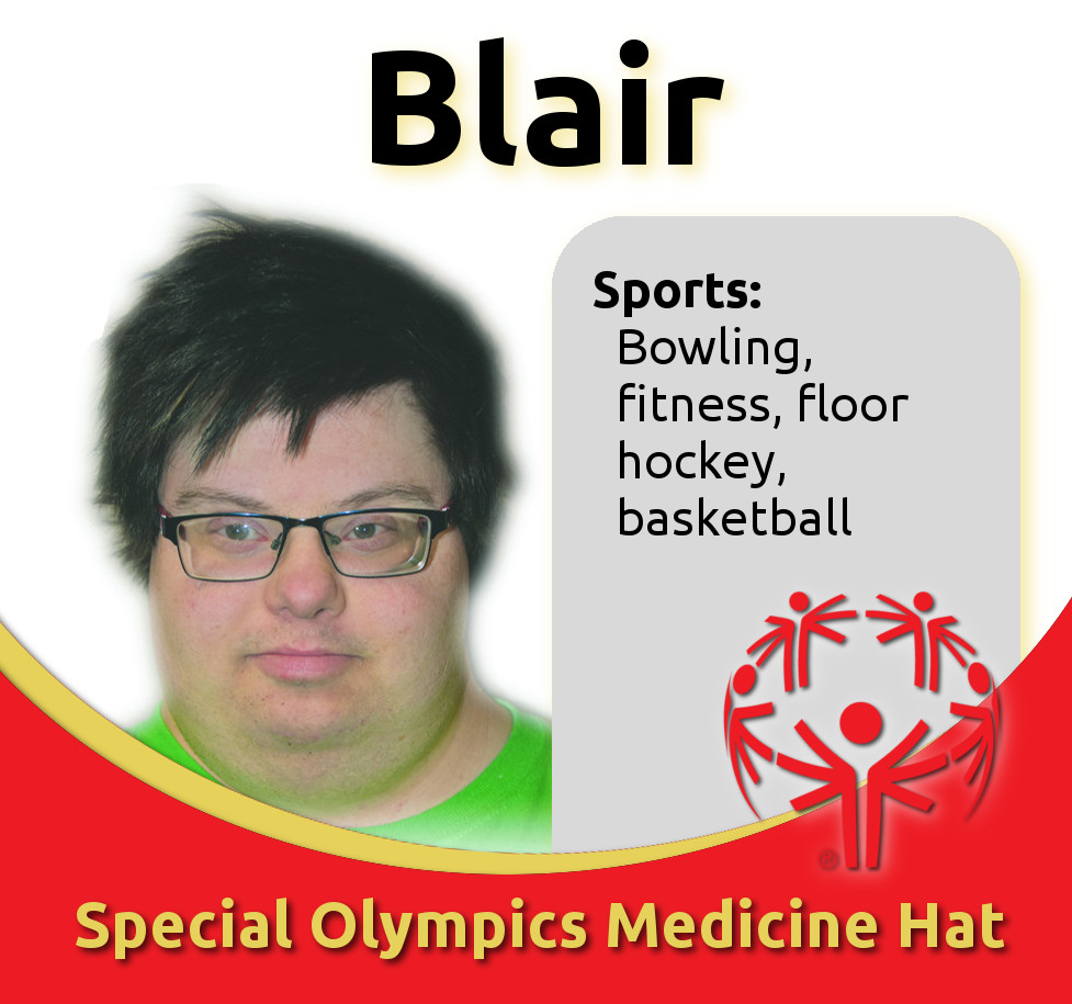 Meet Blair!
Favourites: Spaghetti and meat sauce, <a href="/tigershockey/">Medicine Hat Tigers</a>
Highlights: Competing in national bowling championship in P.E.I.
What <a href="/SpecialOlympics/">Special Olympics</a> means to me: Being involved in sports and having fun and many friendships.
Goals: To work hard, be happy and have fun.
#SOMH