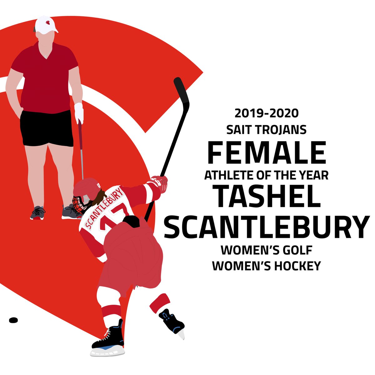 SAIT_Trojans's tweet photo. Congrats to our 2019/20 SAIT Trojans Female Athlete of the Year: Tashel Scantlebury.

She helped her women’s golf team earn an ACAC 🥉and a trip to Nationals before captaining our women’s hockey team and earning an All-Conference selection with 17 points in 23 games.
#SAIT https://t.co/zB827XdDtP