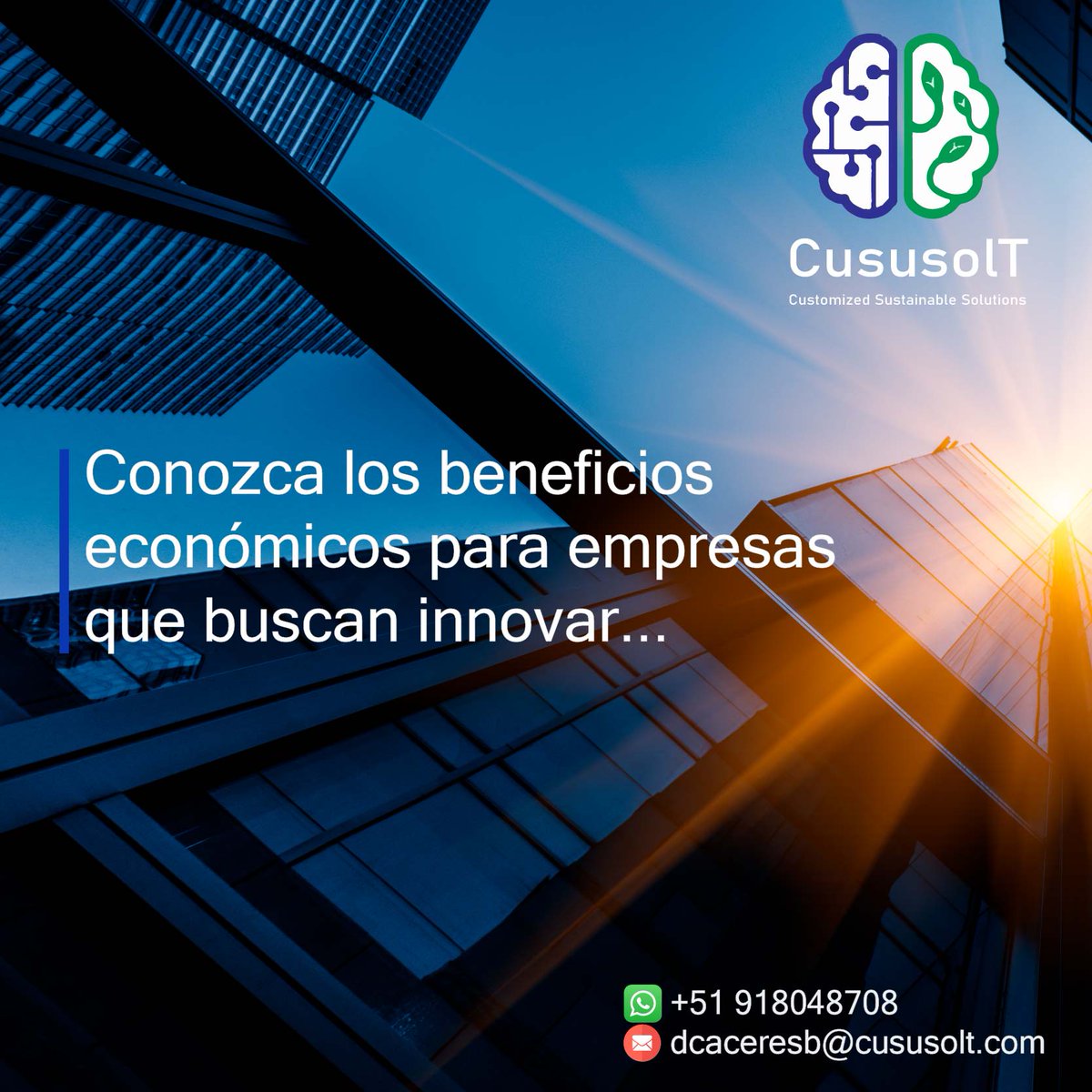 trayectorperu's tweet photo. #beneficio💲 #económico💲
Explora la #innovación en tiempo de crisis!, coordina una reunión #gratuita y evalúa tus #oportunidades.Trabajemos de forma cooperativa y estratégica en tú #proyecto de innovación.
Aprovecha esta #oportunidad!📣📣
Quieres saber cómo? 📞Contáctanos 📧 https://t.co/iR0r6ck2Yu