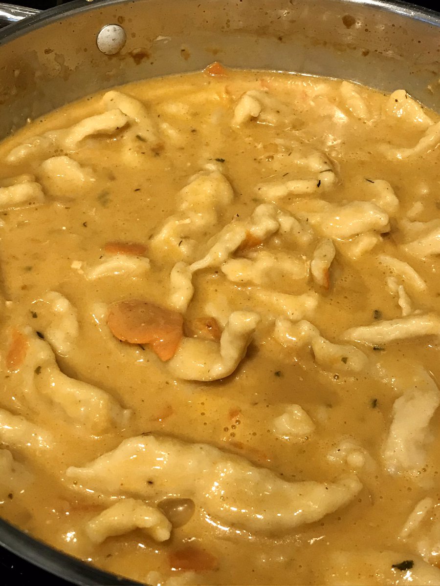AleciaSt's tweet photo. @chefsymon @fnkitchen first time making Pap’s dumplings and won’t be the last! I added carrots since I didn’t have cabbage. Soooo good! #symondinners https://t.co/1gpXpfBnnJ