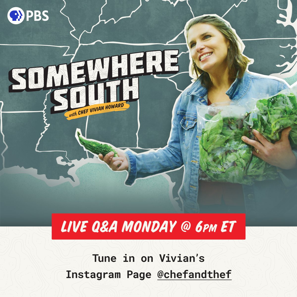 chefsouth's tweet image. Tune in Monday at 6 p.m. for an Instagram live Q&amp;amp;A with @chefandthef, producer @andreaweigl + special guest @tuktuklex #Thanksforwatching #SomewhereSouthPBS (Send us your questions now about the #WhataPickle episode!)