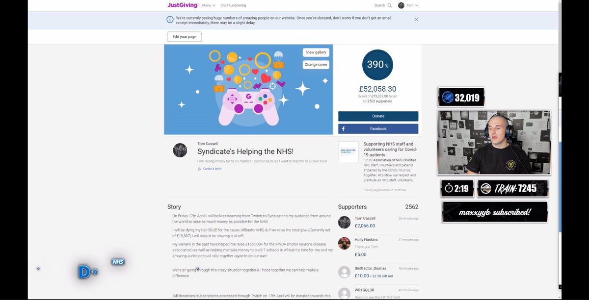 rhysjonesmedia's tweet photo. Wow What a Stream! A Big Thank you for @ProSyndicate for raising so much Money for the @NHSuk. Never seen a Stream like it, he hit a 7000+ Sub Train, raised £100,000+ to Charity and he hit 32,000 Subs Overall!!! MENTAL😱#Baldicate #stayhome #Covid_19 #NHS https://t.co/C790fsOYEw