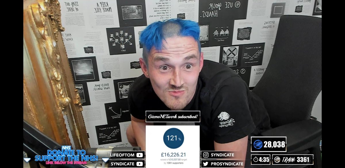 rhysjonesmedia's tweet photo. Wow What a Stream! A Big Thank you for @ProSyndicate for raising so much Money for the @NHSuk. Never seen a Stream like it, he hit a 7000+ Sub Train, raised £100,000+ to Charity and he hit 32,000 Subs Overall!!! MENTAL😱#Baldicate #stayhome #Covid_19 #NHS https://t.co/C790fsOYEw