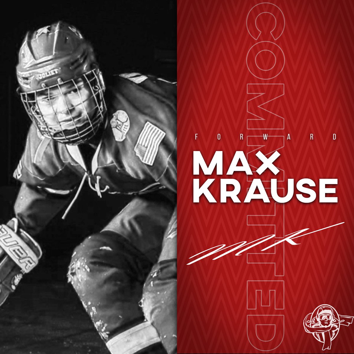 LewisMHky's tweet photo. Lewis University men's hockey welcomes Max Krause! #FlightOn https://t.co/7WN7GyJ7Kj