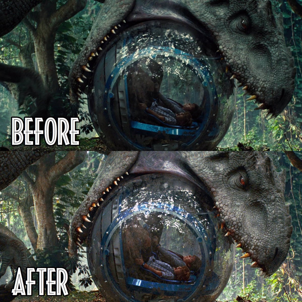 Brycenator100's tweet image. Bye Bye Blue Filter. 
•
Jurassic Looks So Much Better Without It.