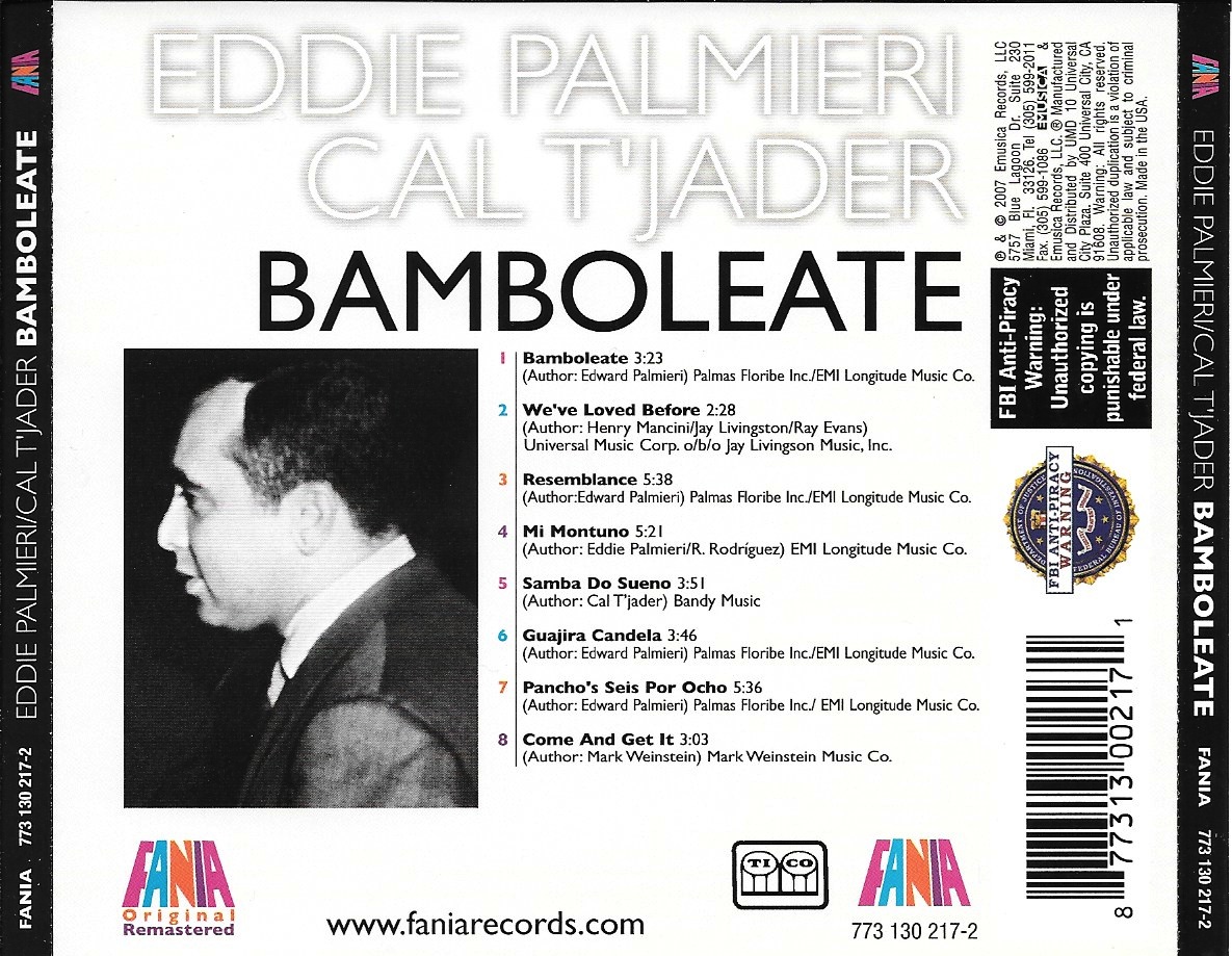 Eddie Palmieri And Cal T'jader LP. Title: Bamboleate(Like New). Mercado  Libre