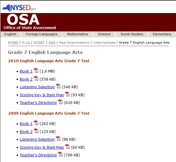 internet4classrooms on twitter info grade 7 english language arts 2006 2010 tests from new york state department of education includes test booklets teacher instructions amp scoring keys https t co gk1swdlpez edchat 6thchat 7thchat