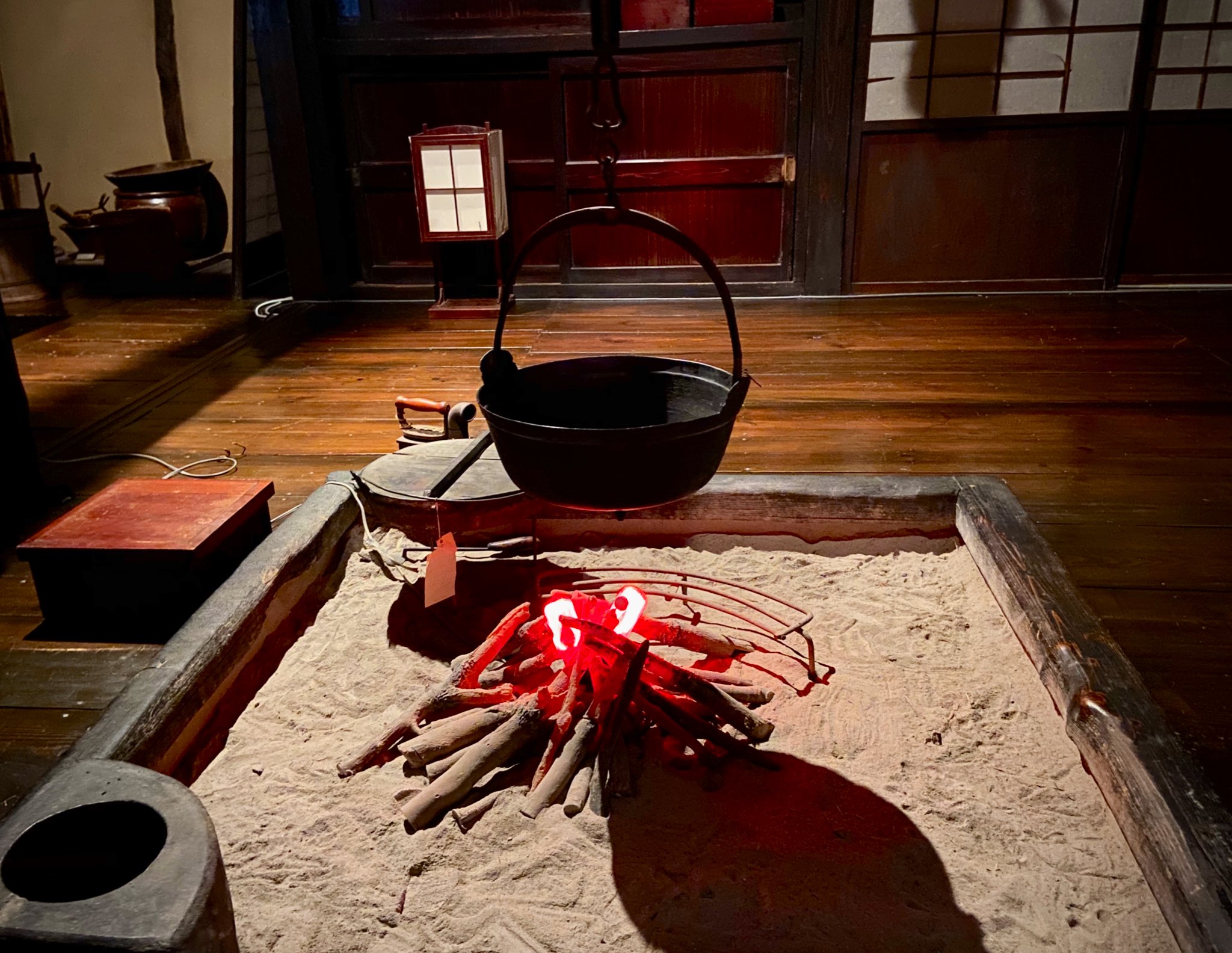 ◇TA153◇時代物/田舎/囲炉裏/火鉢/立体/額縁◇